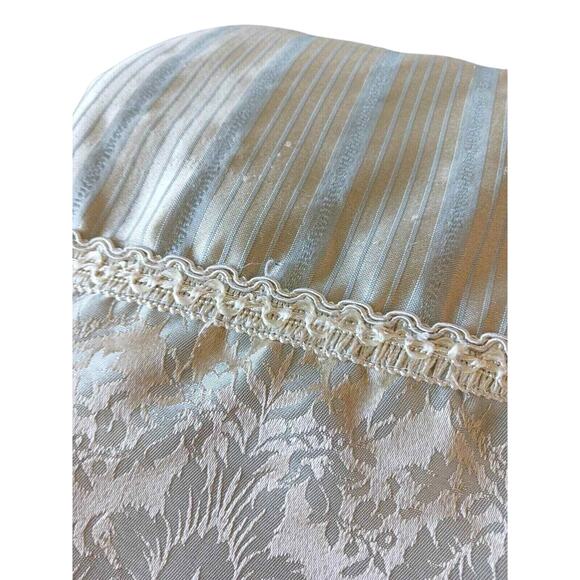 Baroque Satin Throw Blanket 55" x 47" Rope Edging Light BLUE Gold Stripe Elegant - Picture 1 of 14